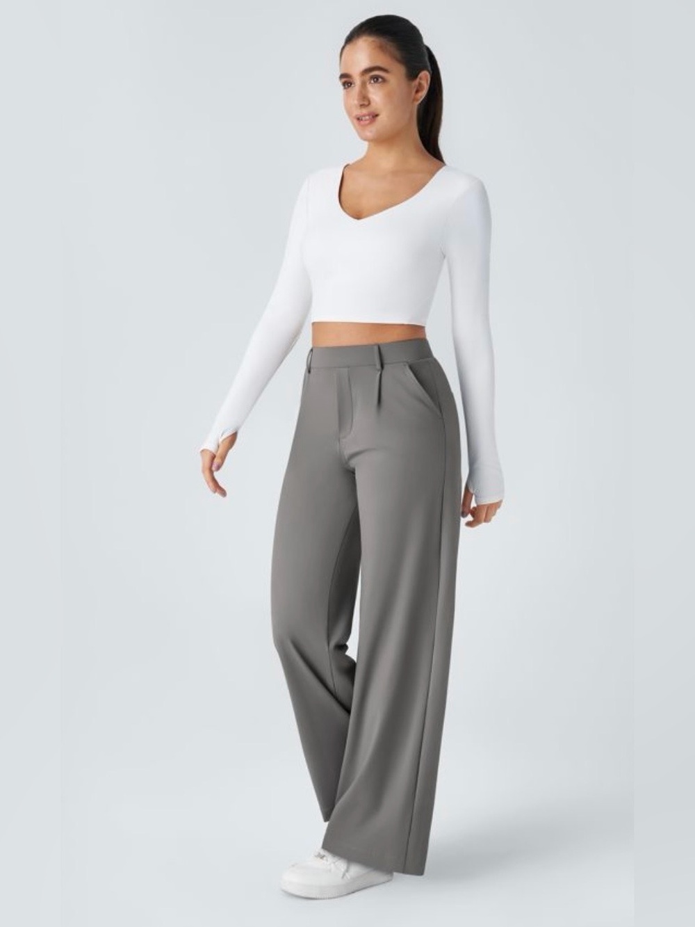 Halara Flex Wide Leg Pants Gray Sz M (Tall) NWT